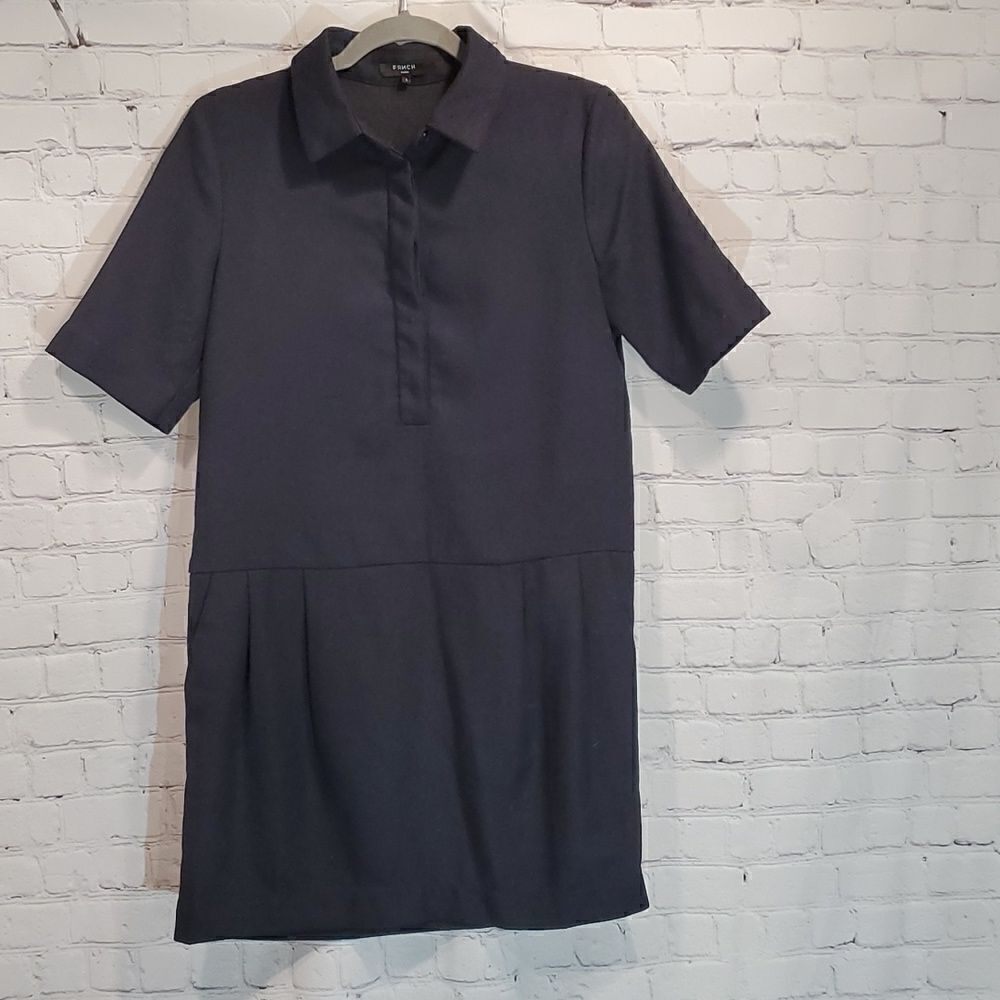FRNCH Paris dark navy blue collared shirt dress